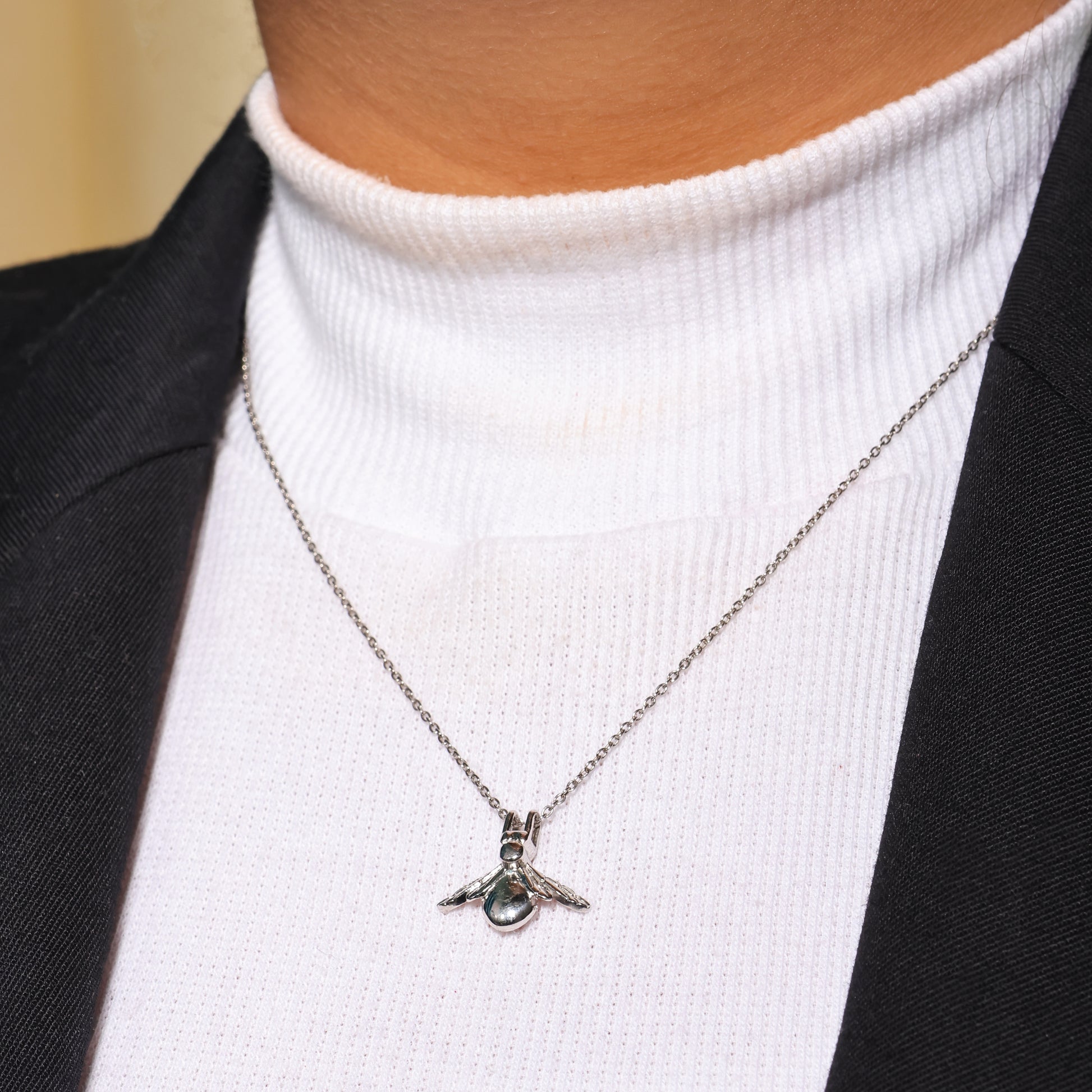 Sterling Silver 3D Bumblebee Pendant Necklace