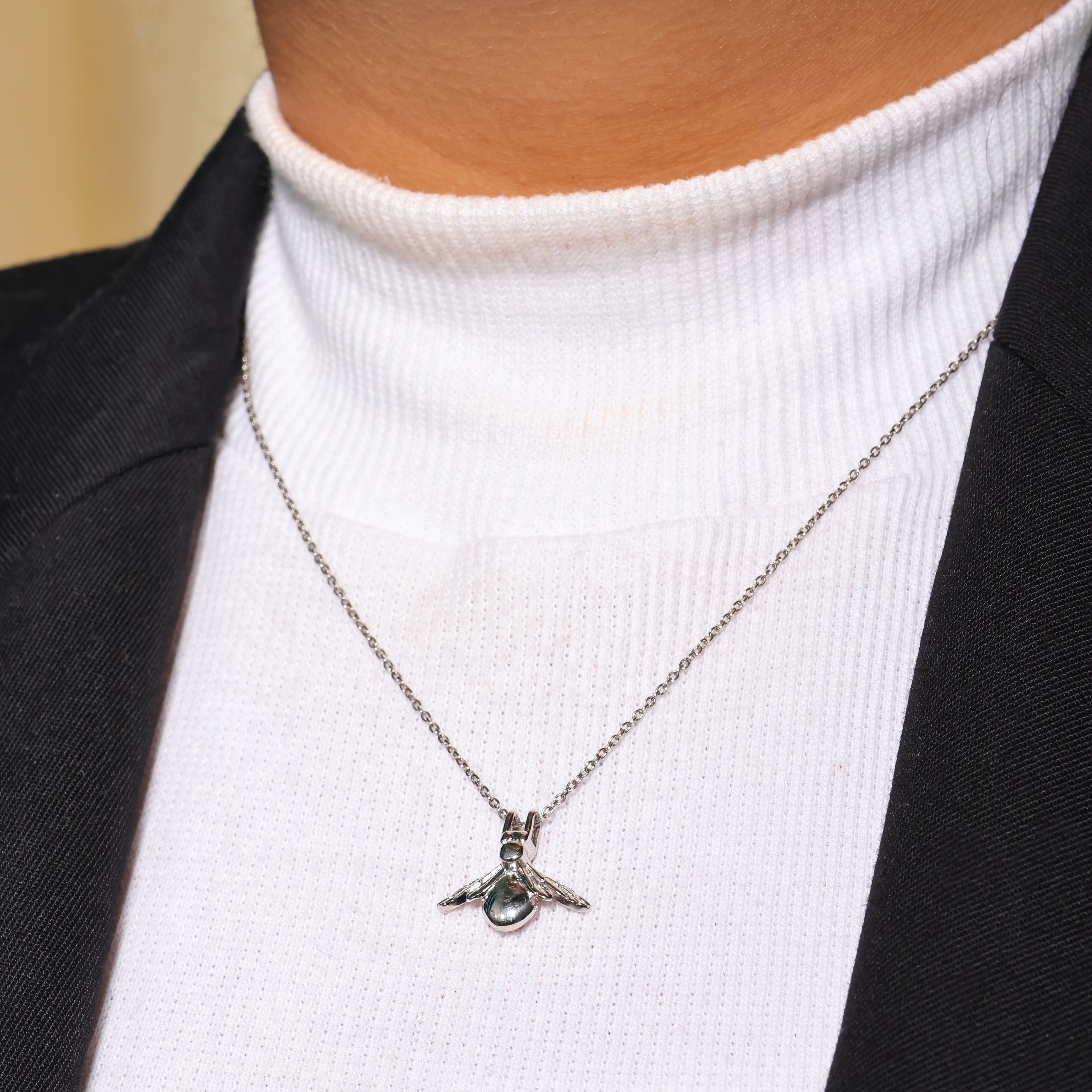 Sterling Silver 3D Bumblebee Pendant Necklace