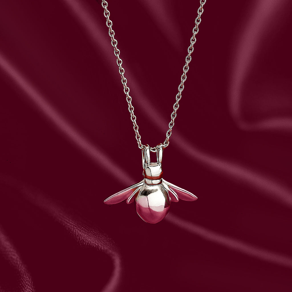 Sterling Silver 3D Bumblebee Pendant Necklace