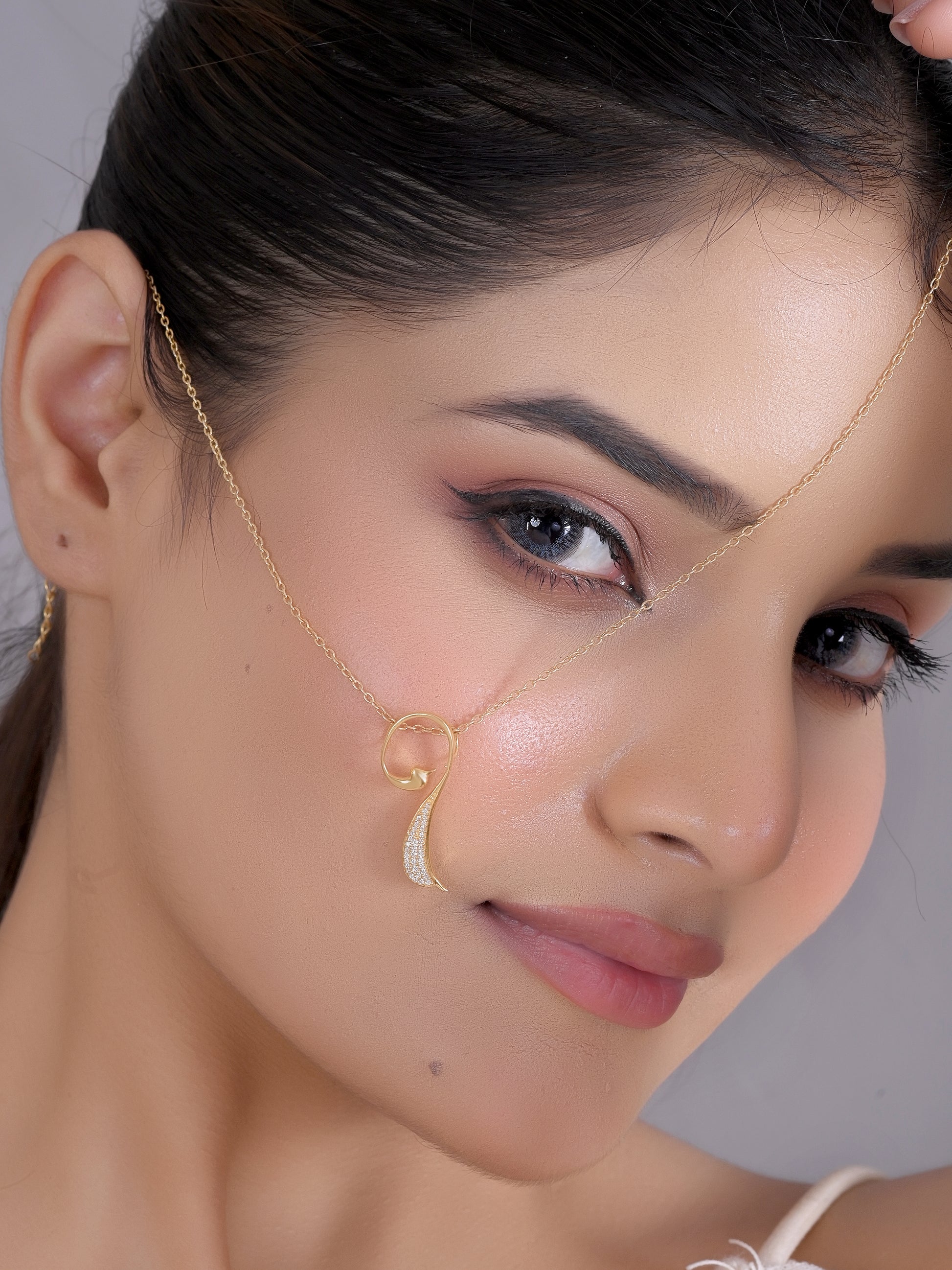 Modern Abstract Bird Necklace with Pave Crystals (925 Silver)