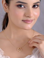 Gold Wavy Circle Pendant - 925 Silver