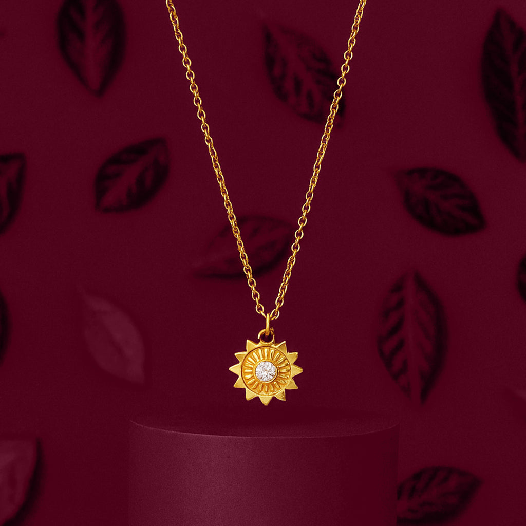 Celestial Sun Charm Necklace - 925 Sterling Silver