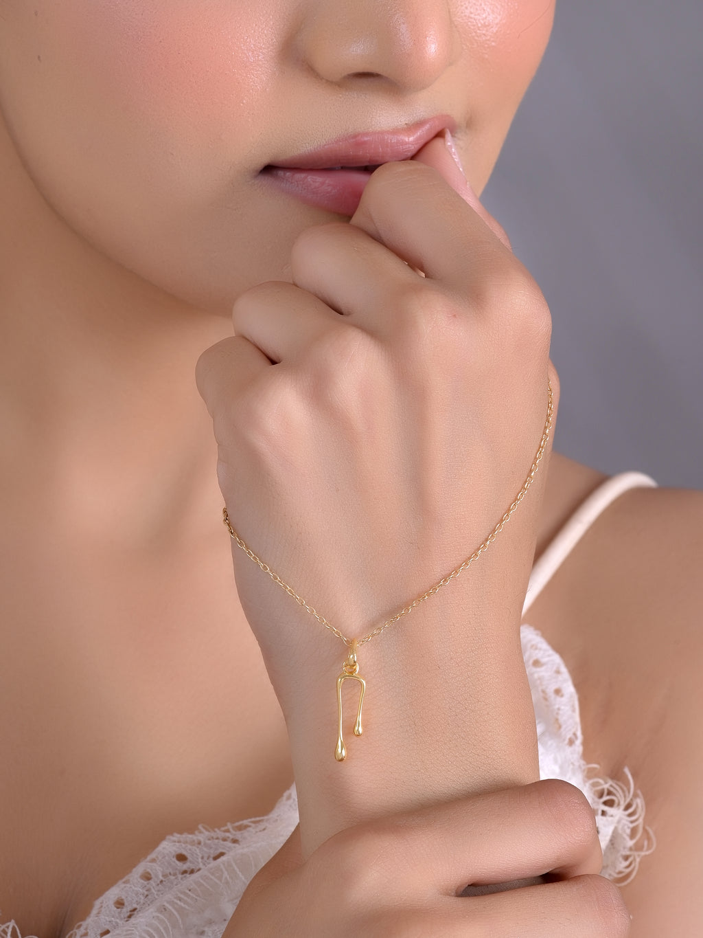 Abstract Melting U-Shape Necklace- 925 Silver