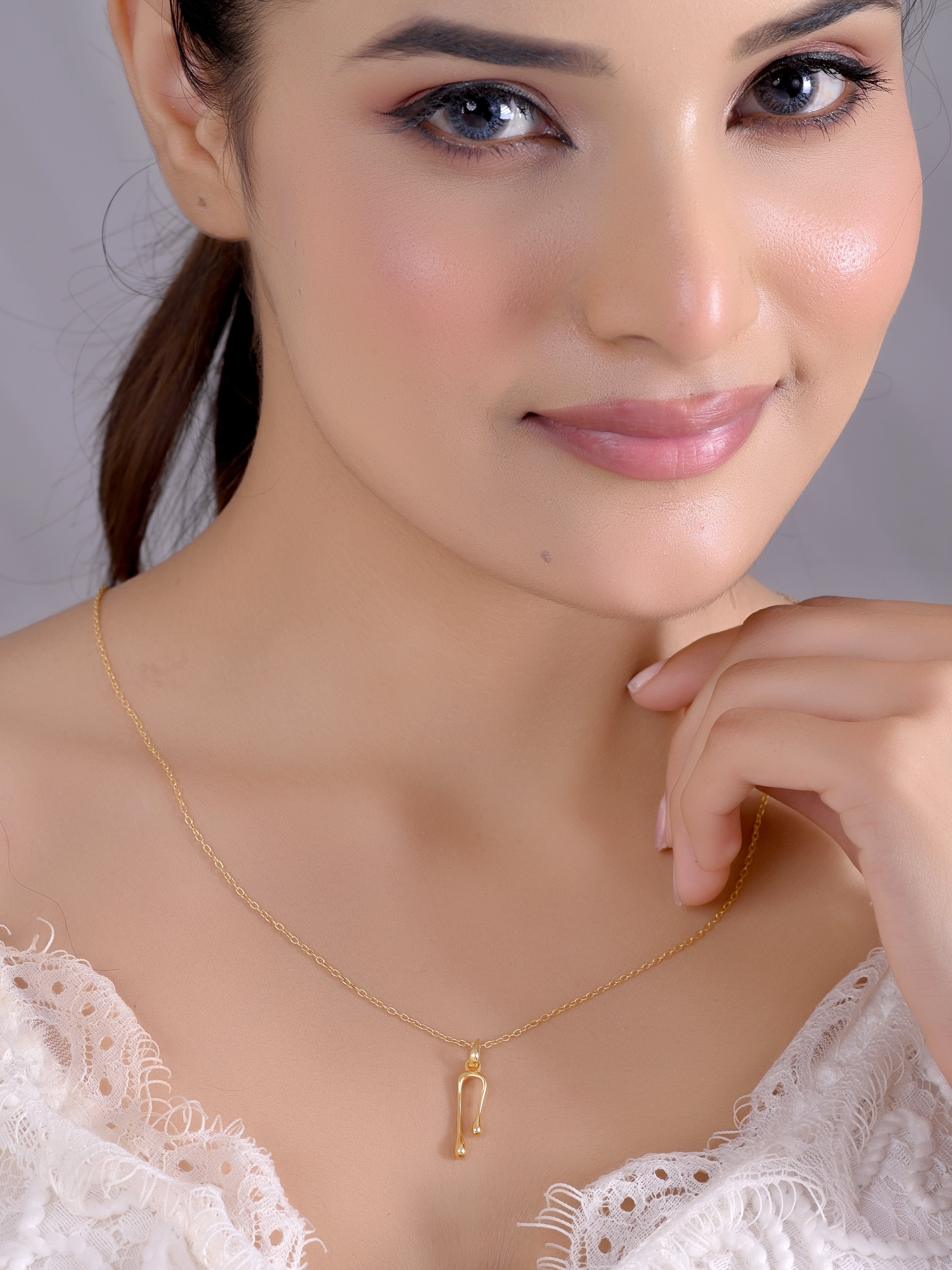Abstract Melting U-Shape Necklace- 925 Silver