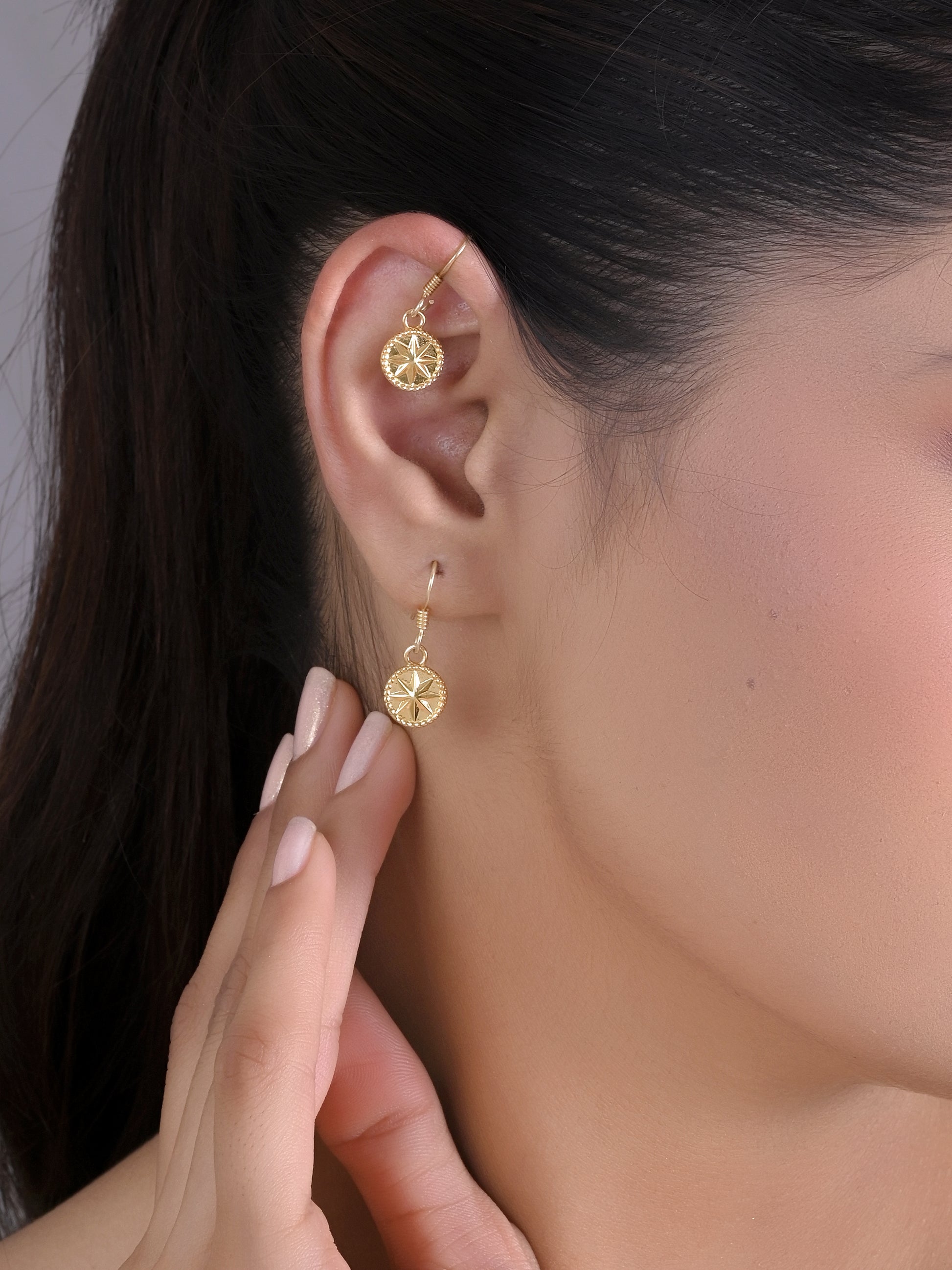 Celestial Star Disc Earrings - Certified 925 Silver