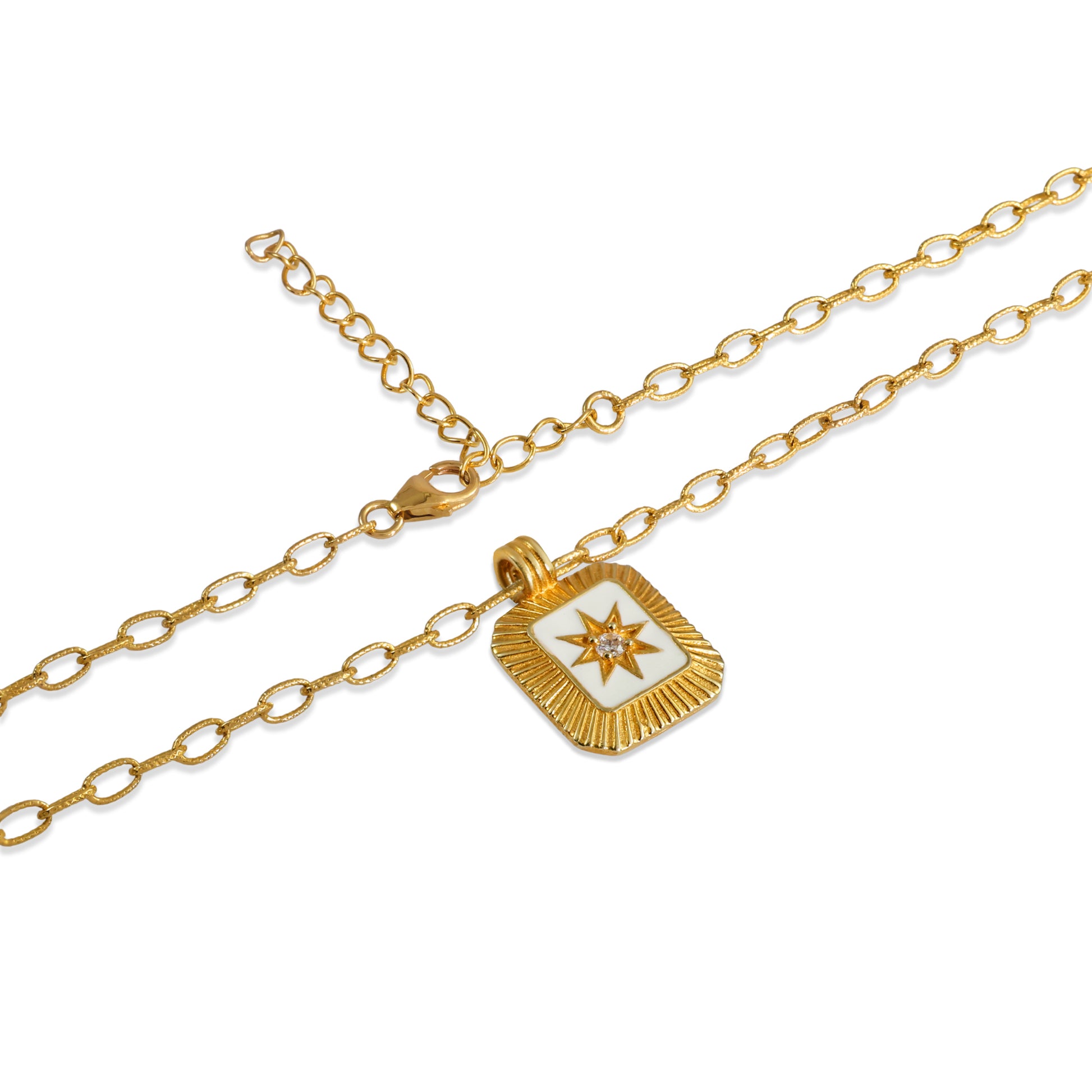Gold North Star Pendant Necklace - 925 Silver