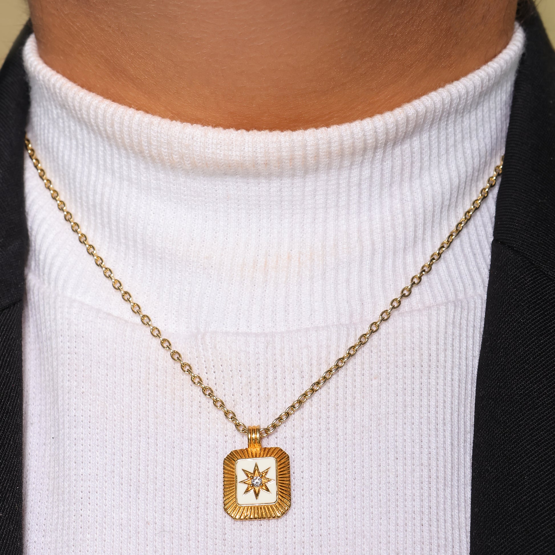 Gold North Star Pendant Necklace - 925 Silver