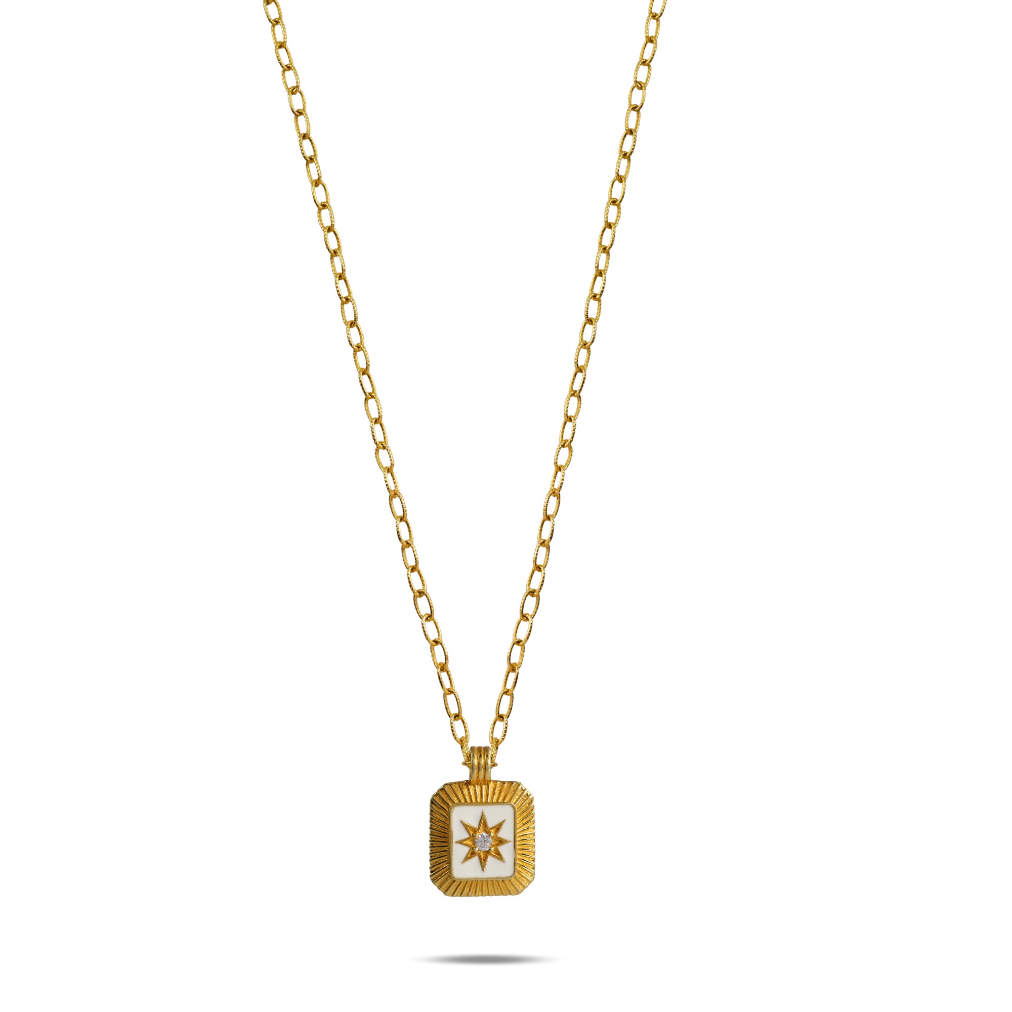 Gold North Star Pendant Necklace - 925 Silver