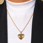 Gold Sunburst Heart Pendant (925 Silver)