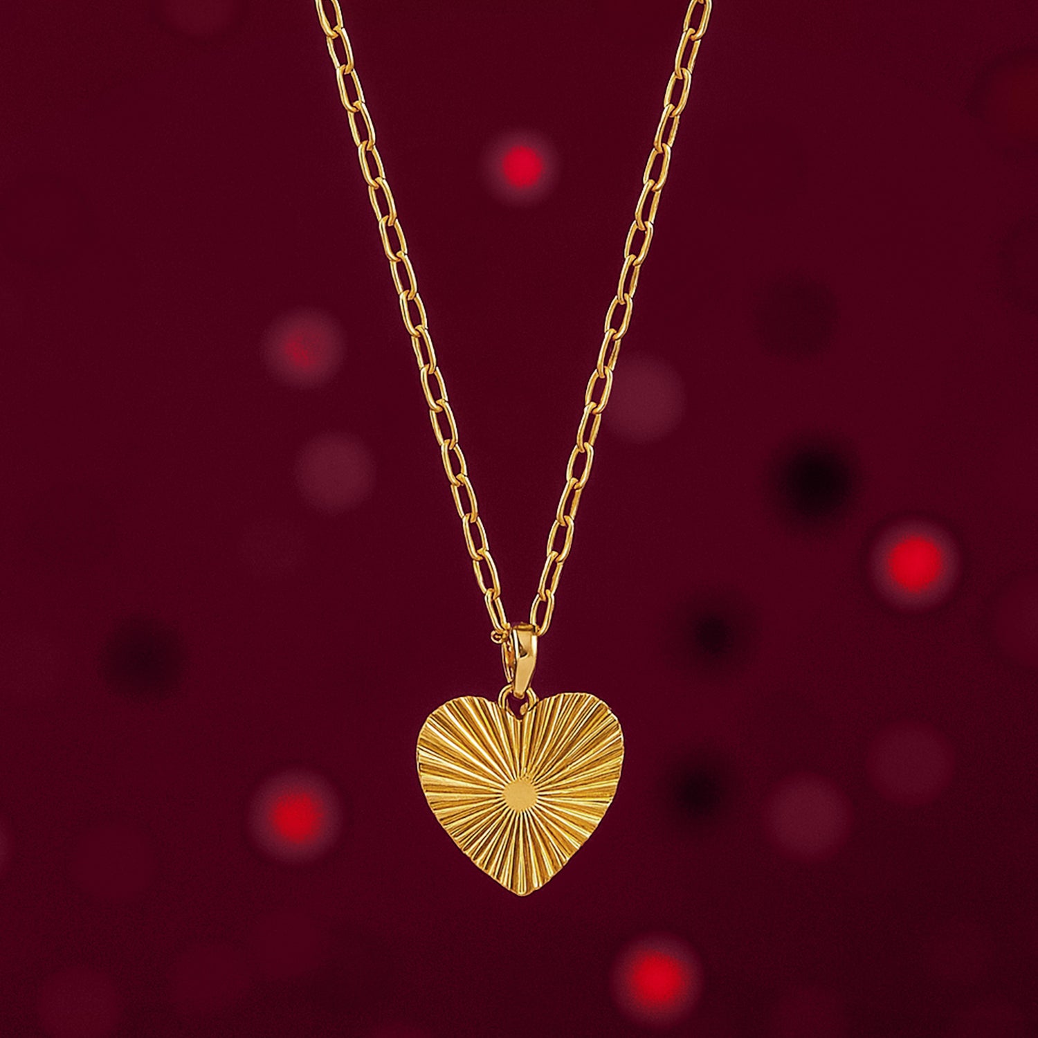 Gold Sunburst Heart Pendant (925 Silver)