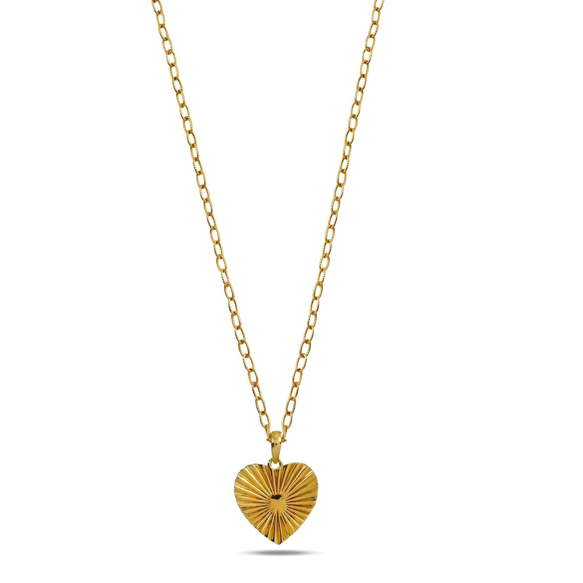 Gold Sunburst Heart Pendant (925 Silver)