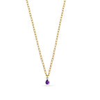 Gold Amethyst Teardrop Necklace - 925 Silver