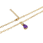 Gold Amethyst Teardrop Necklace - 925 Silver