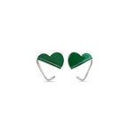 Green Enamel 925 Silver Earrings
