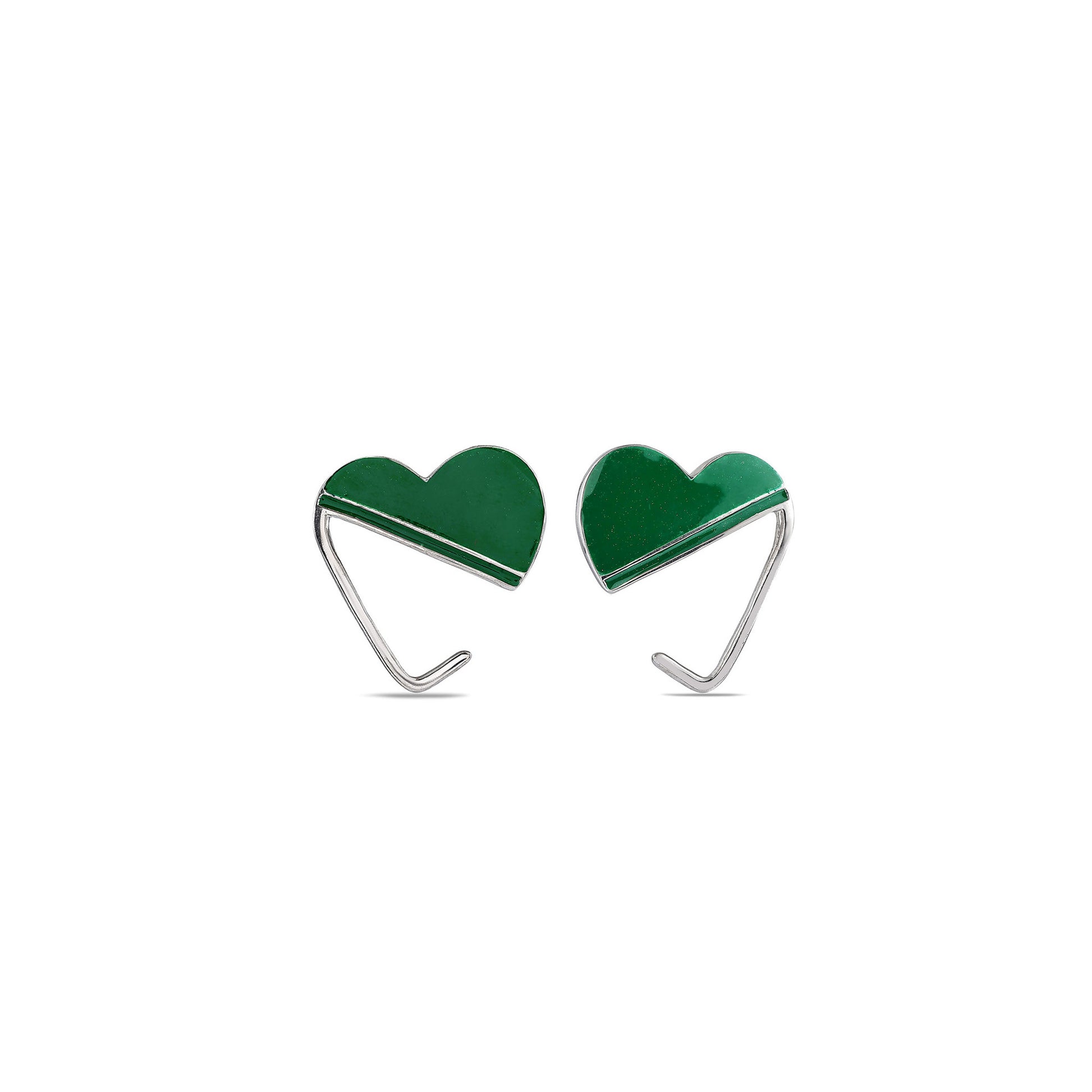 Green Enamel 925 Silver Earrings