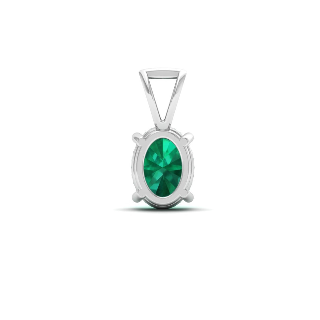 Emerald Green Oval Solitaire Pendant - 925 Sterling Silver