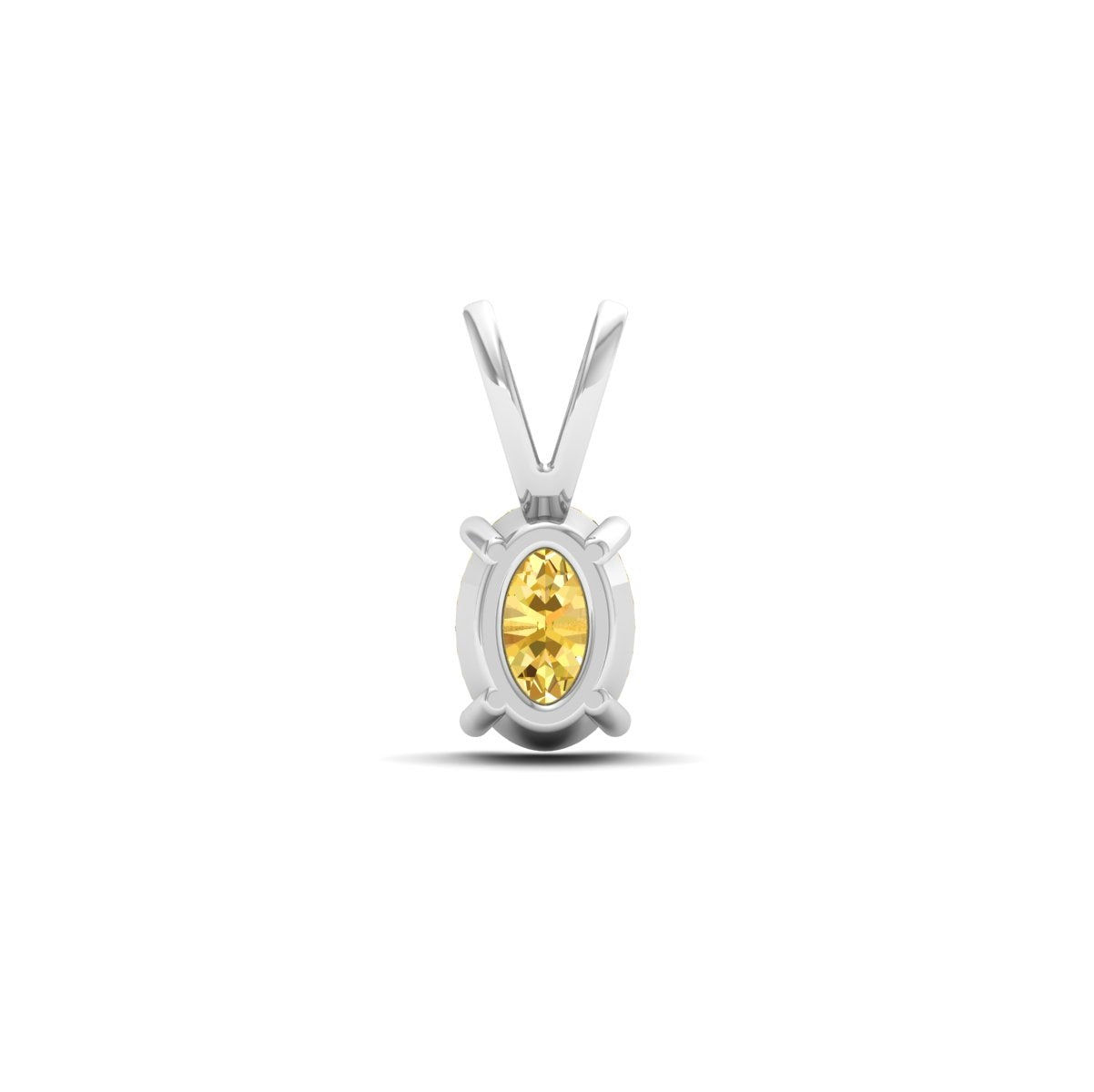 Citrine Yellow Oval Solitaire Pendant - 925 Sterling Silver
