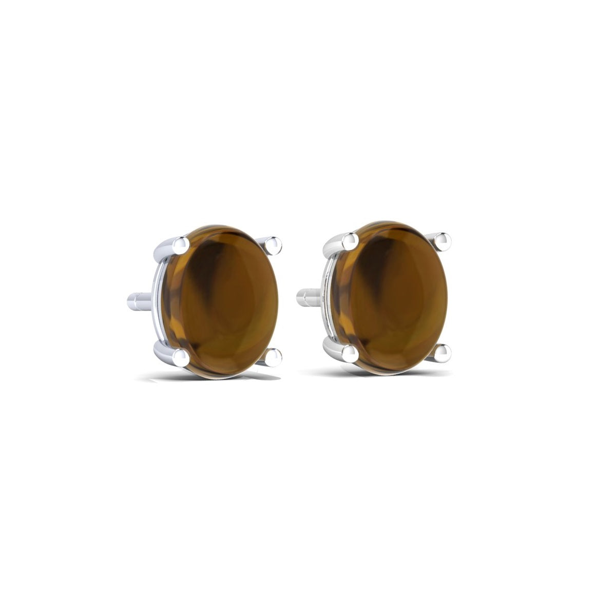 Smoky Quartz 925 Silver Studs Earrings