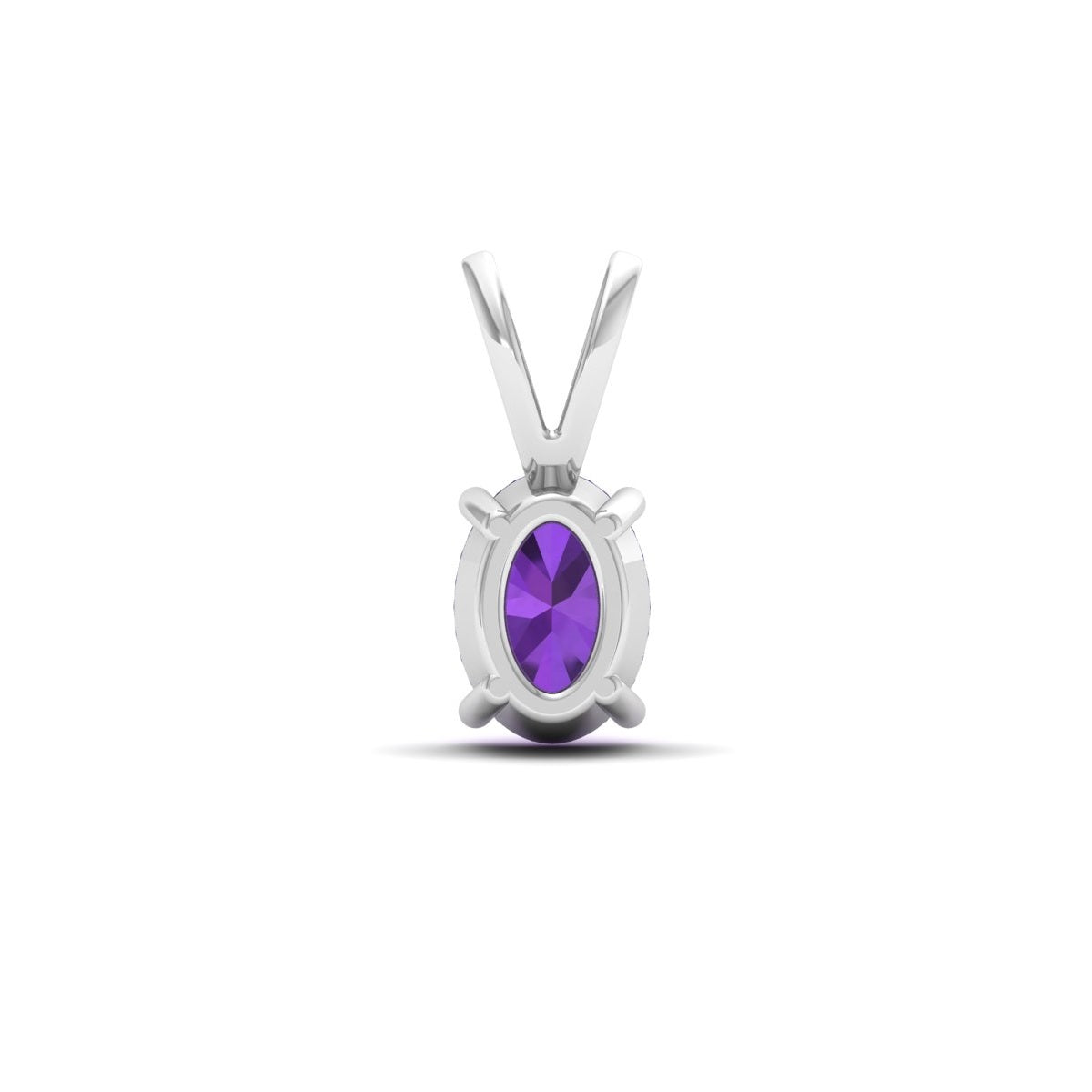 Amethyst Oval Solitaire Pendant - 925 Sterling Silver