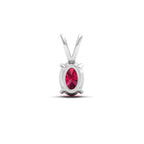Ruby Red Oval Solitaire Pendant - 925 Sterling Silver