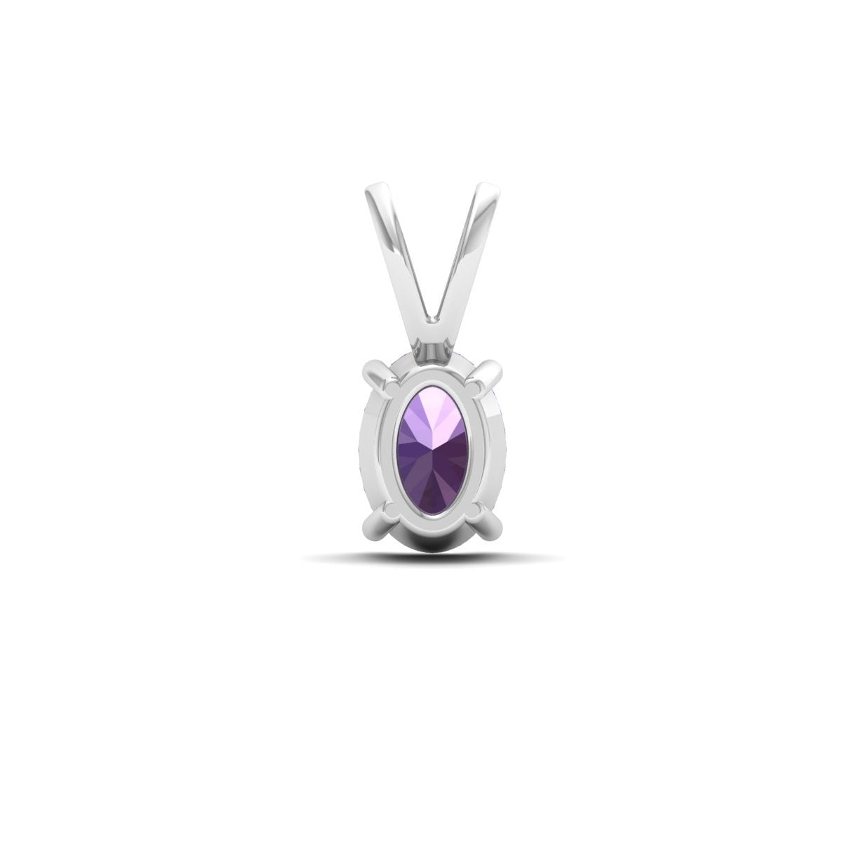 Light Amethyst Oval Solitaire Pendant - 925 Sterling Silver