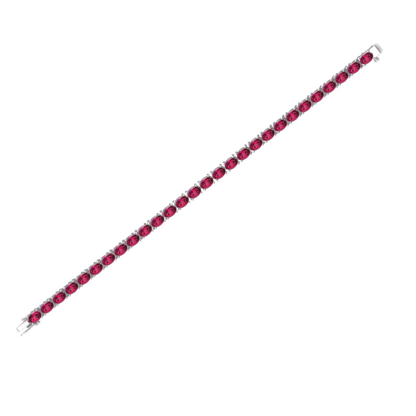 Ruby Red Oval Cut Tennis Bracelet - 925 Silver