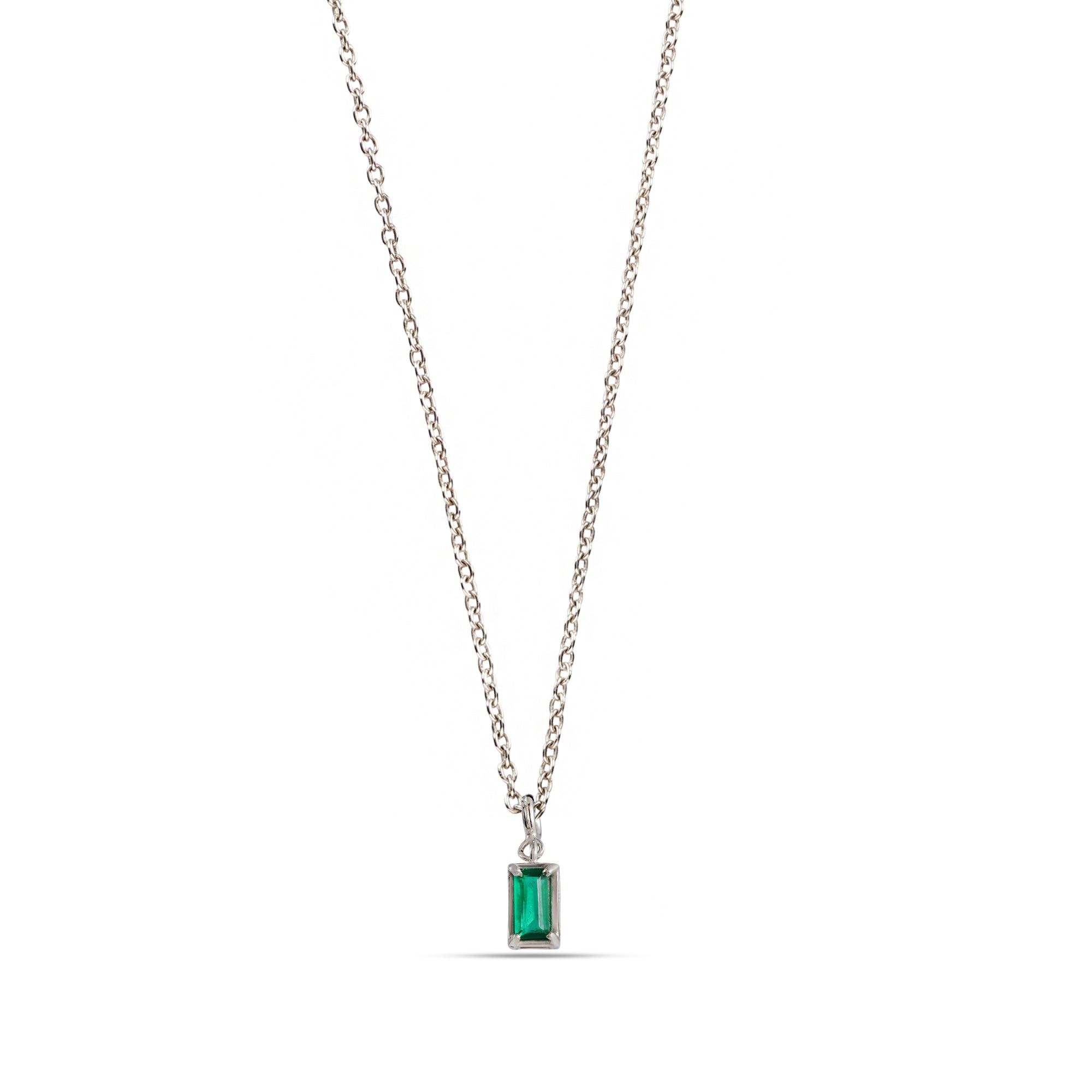 Minimalist Emerald Cut Necklace - 925 Sterling Silver