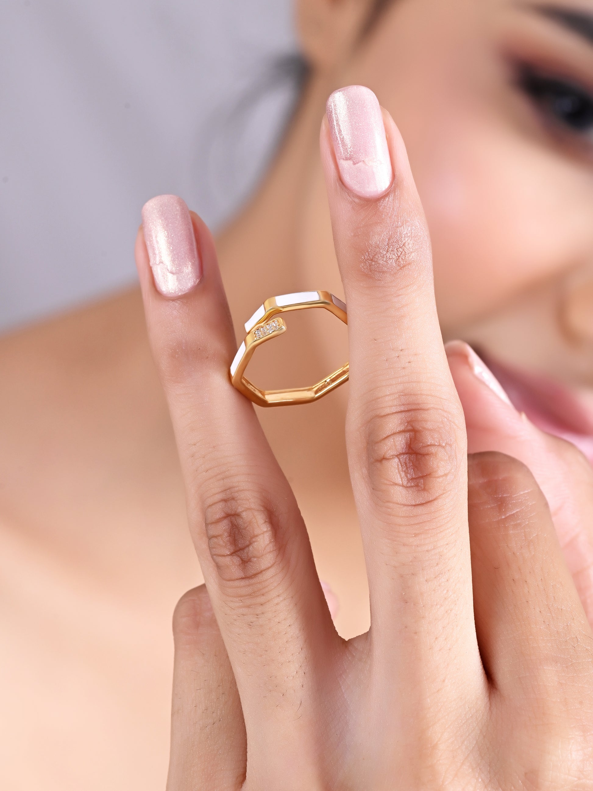 925 Silver Adjustable Gold Plated Ring