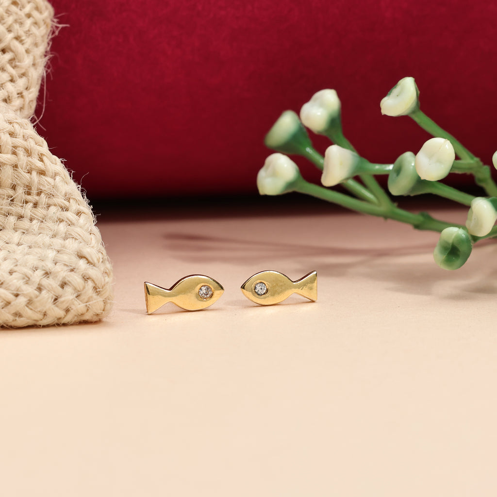 Cute Little Fish Earrings with Crystal Eye | Anti-Tarnish
