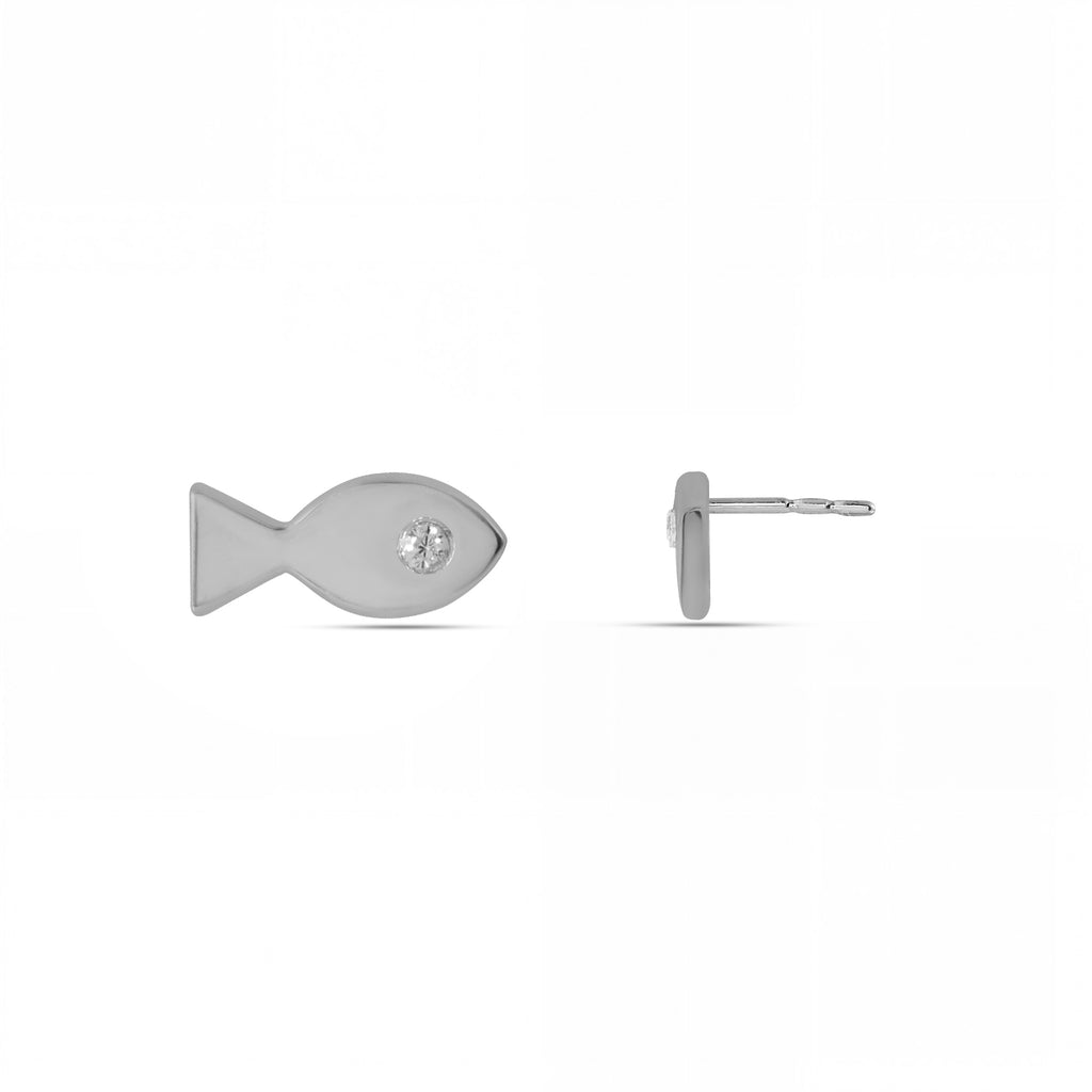 Cute Little Fish Earrings with Crystal Eye | Anti-Tarnish