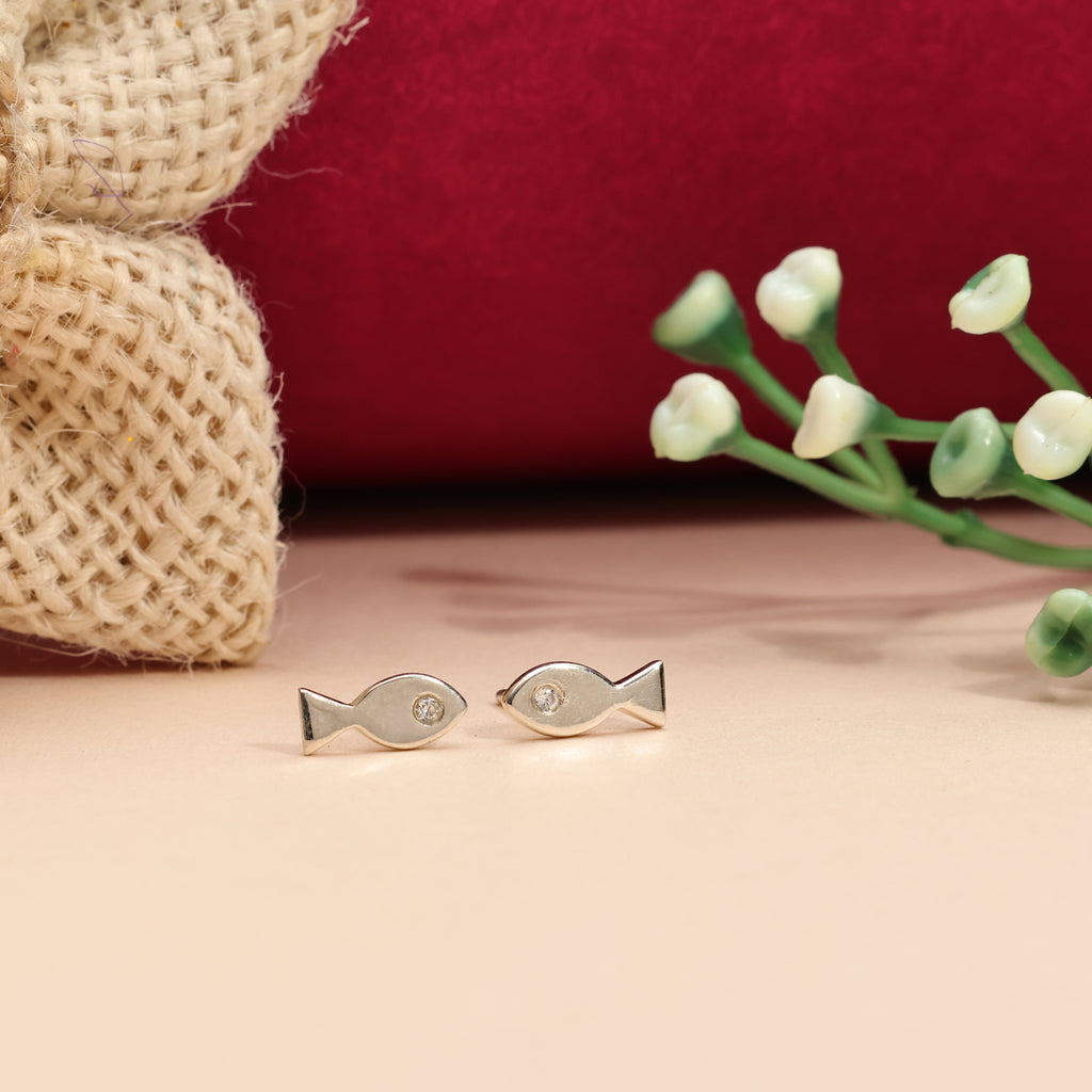 Cute Little Fish Earrings with Crystal Eye | Anti-Tarnish