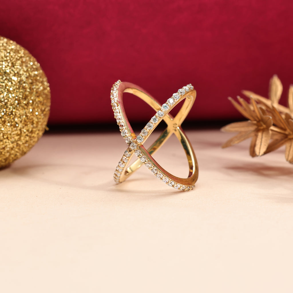 925 Silver Pave Criss-Cross Statement Ring