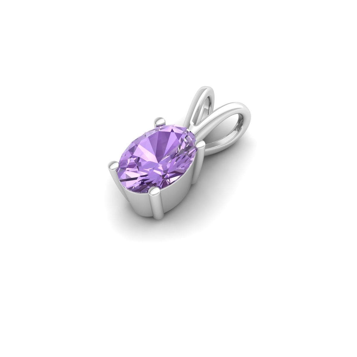 Light Amethyst Oval Solitaire Pendant - 925 Sterling Silver