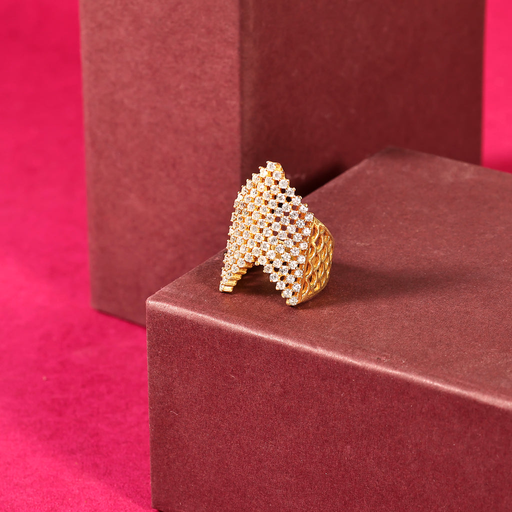 Classic White Stone Cocktail Ring – 925 Silver