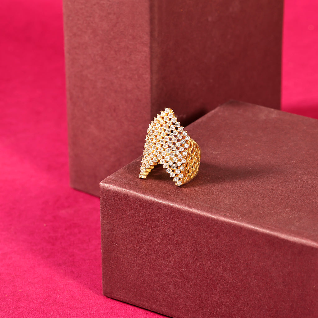 Classic White Stone Cocktail Ring – 925 Silver