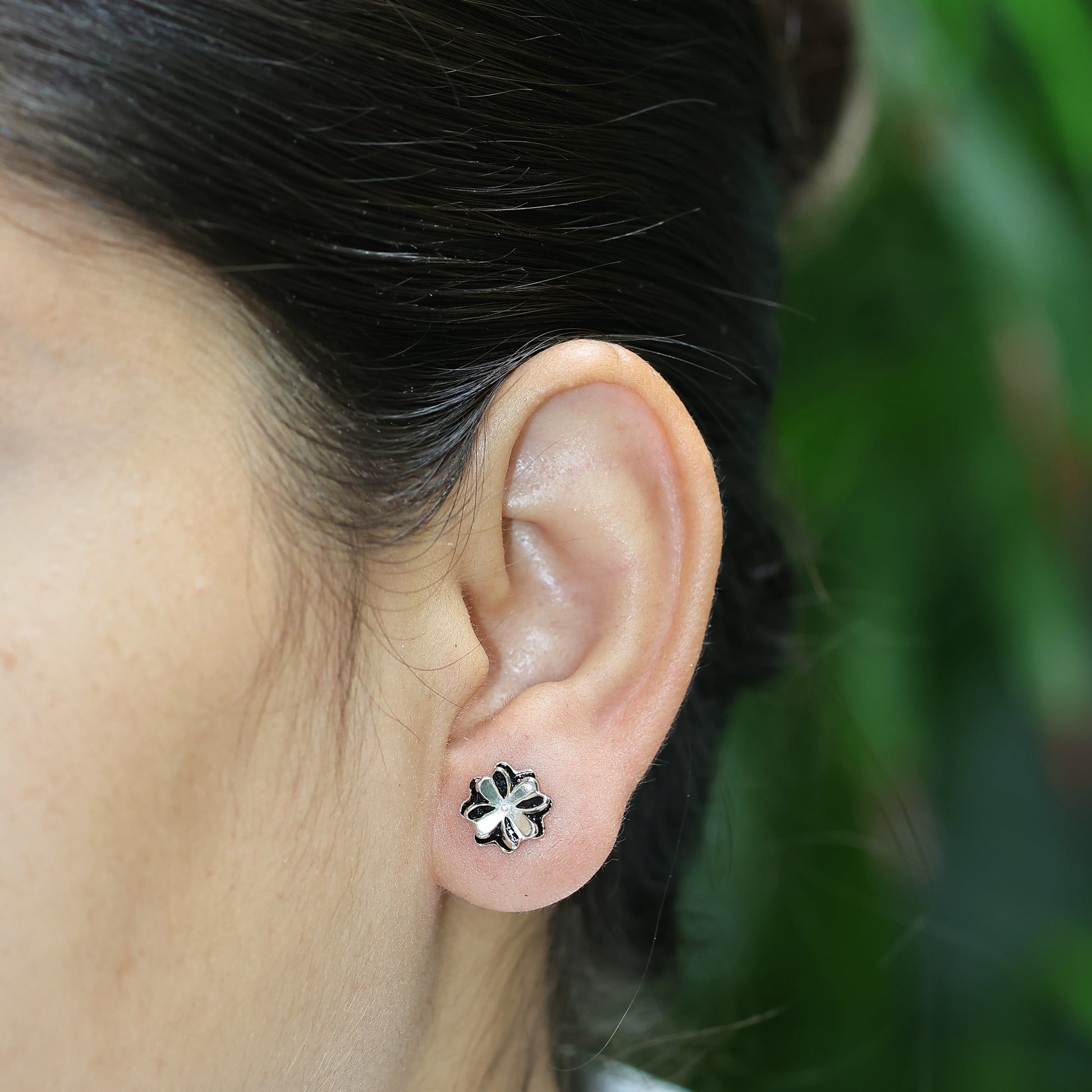 Lucky Four Leaf Clover Studs Earrings - 925 Silver (Gold Plated)