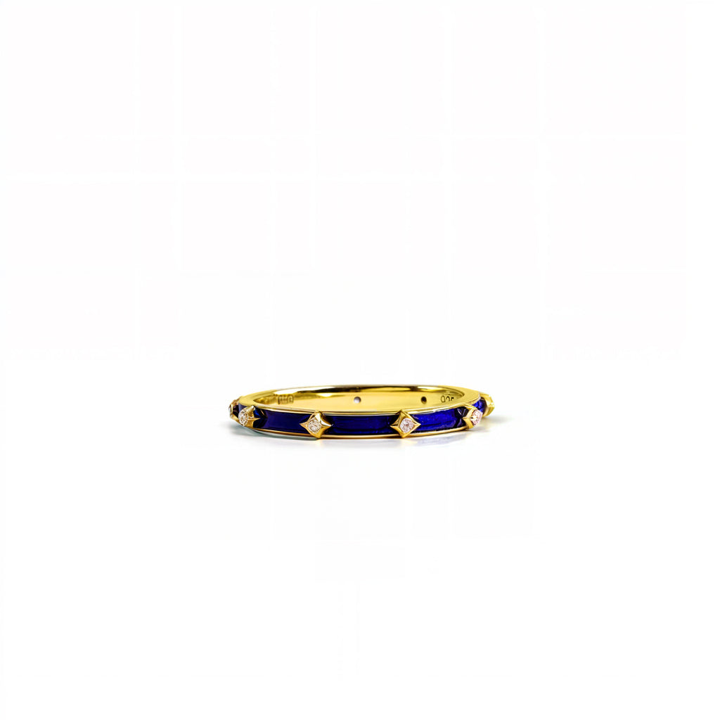 Blue Enamel 925 Silver Band Ring
