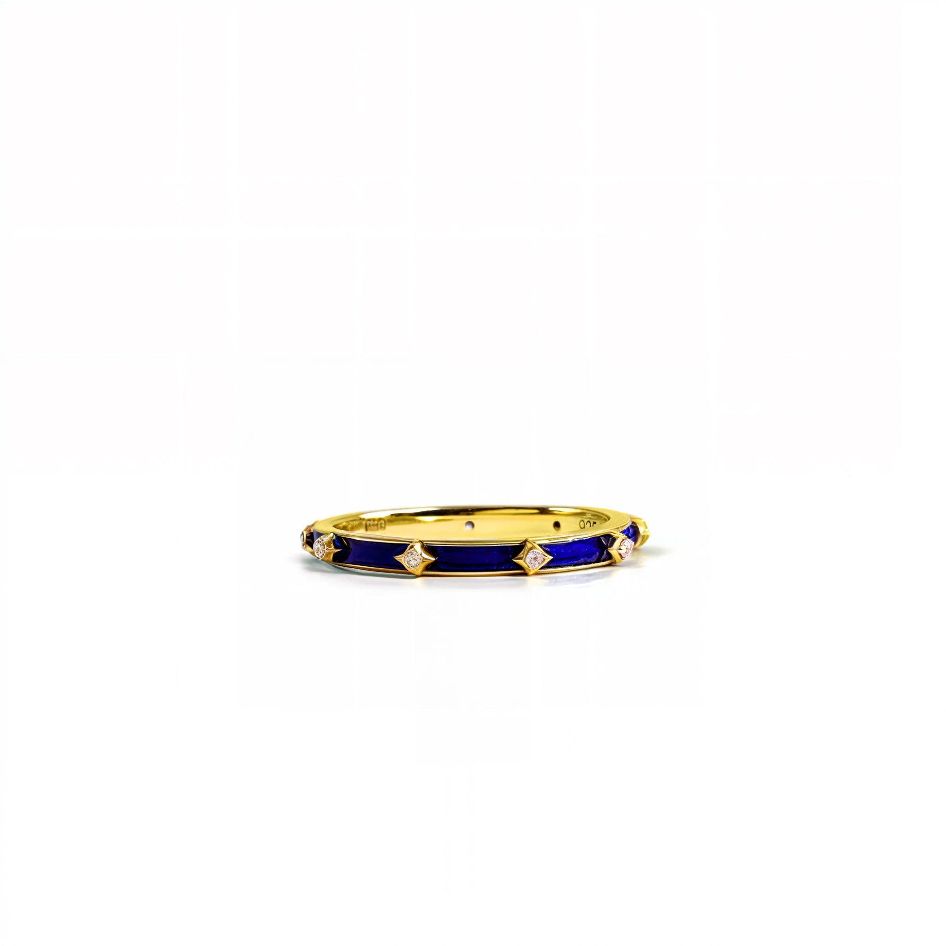 Blue Enamel 925 Silver Band Ring