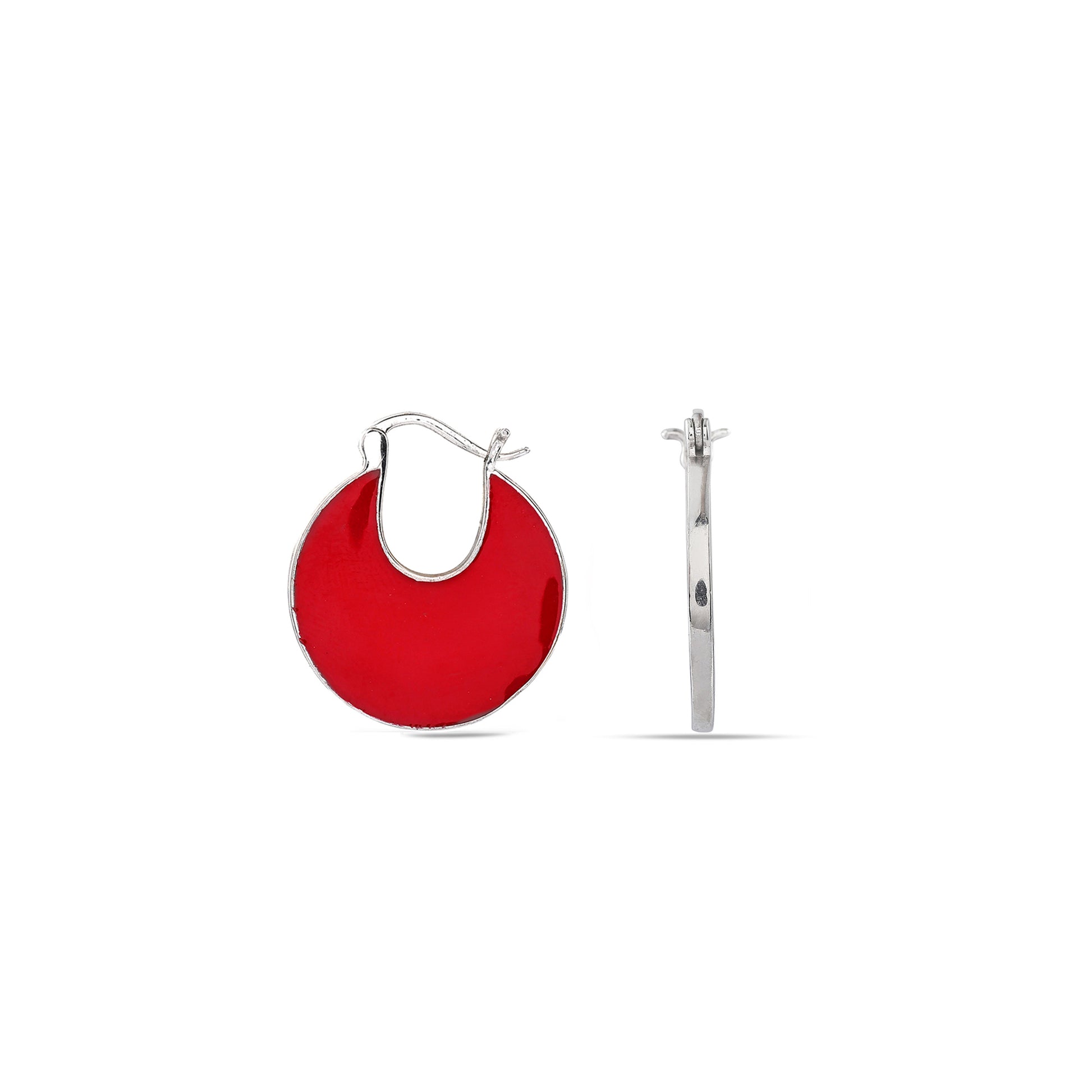 Cherry Red Enamel 925 Silver Earring