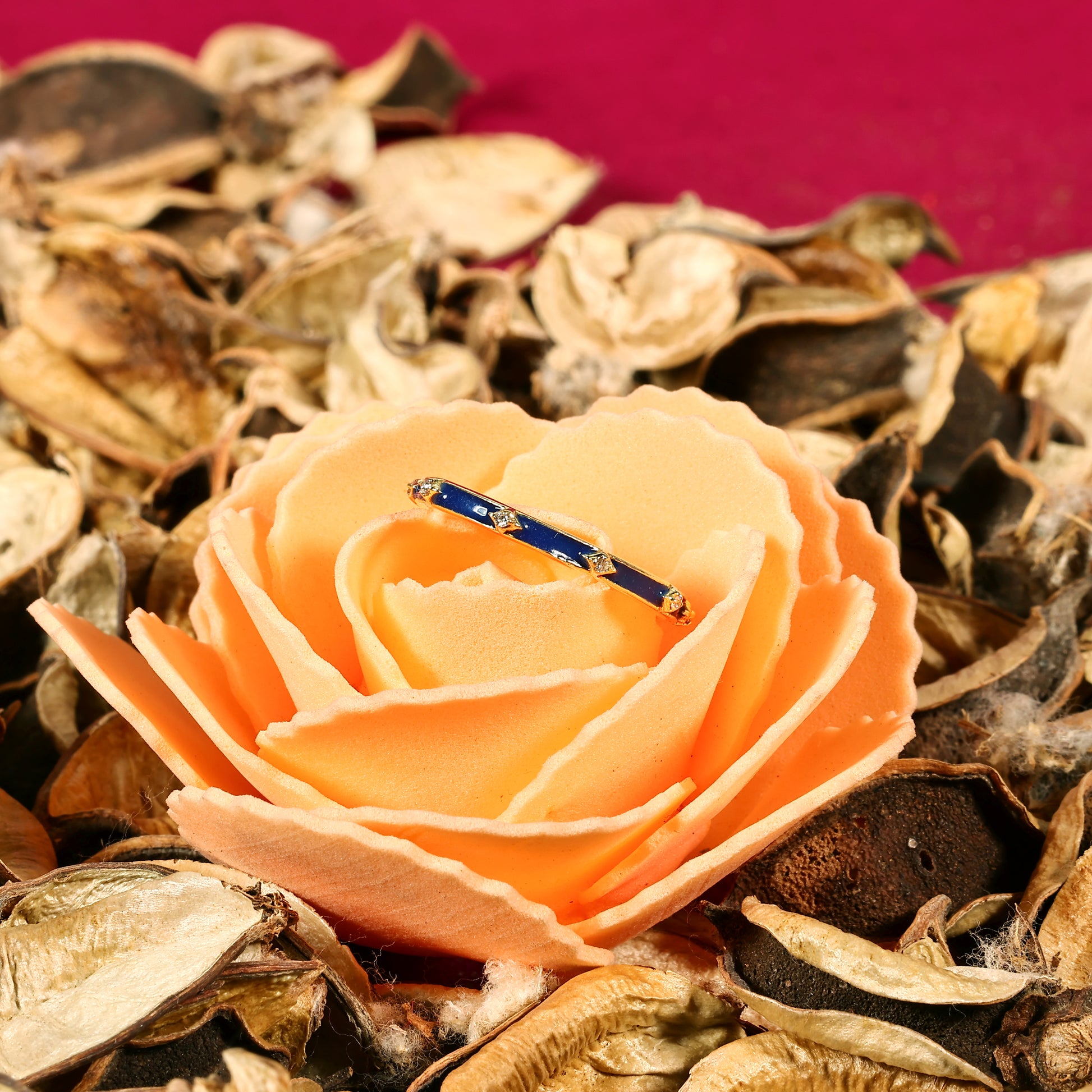 Blue Enamel 925 Silver Band Ring