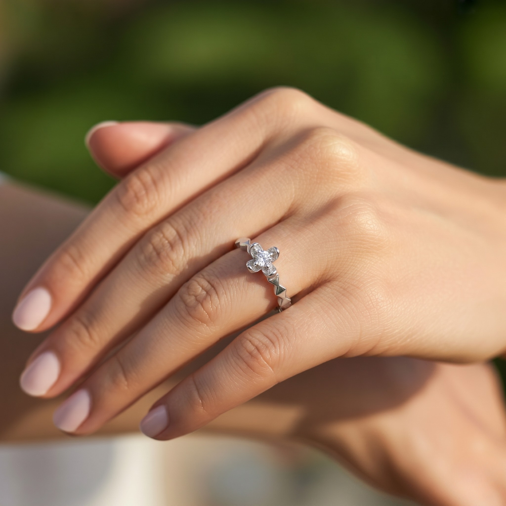 Stone Studded 925 Silver Band Ring