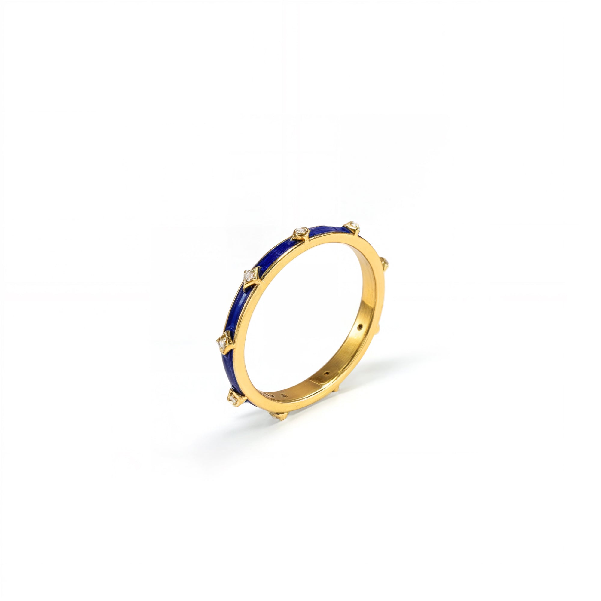 Blue Enamel 925 Silver Band Ring