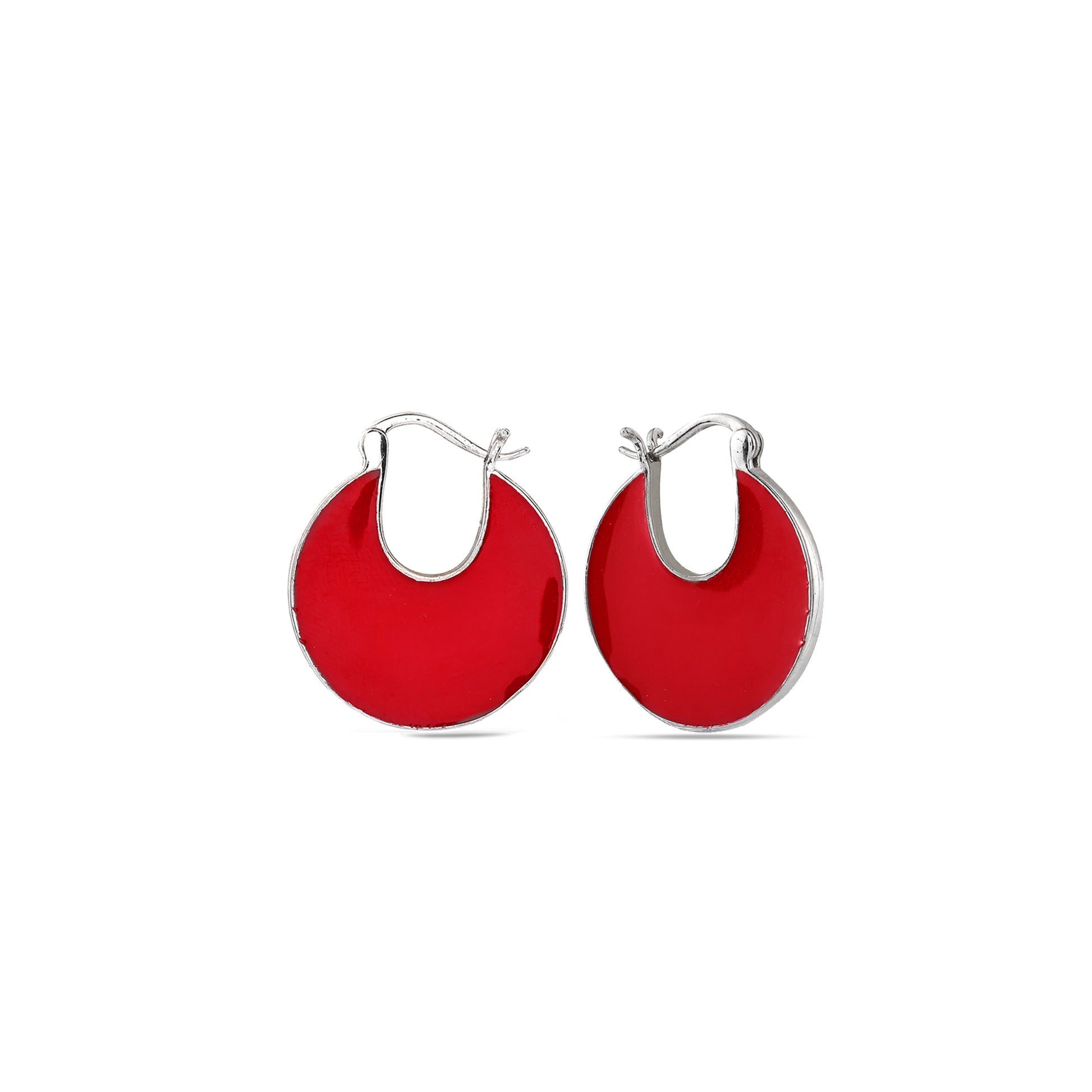 Cherry Red Enamel 925 Silver Earring