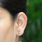Gold Angel Wing Studs Earrings - 925 Silver