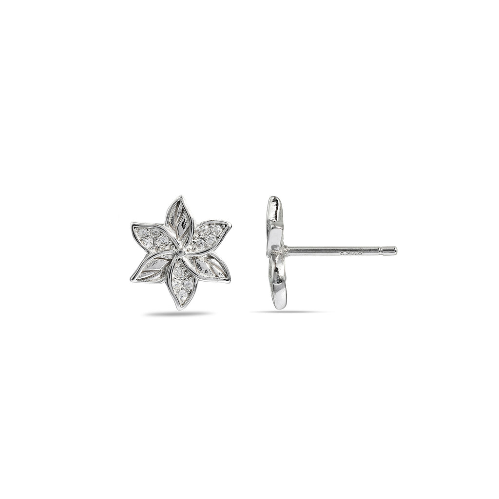 Bloom Silver Diamond 925 Studs Earrings
