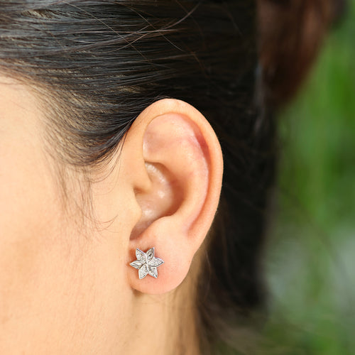Bloom Silver Diamond 925 Studs Earrings