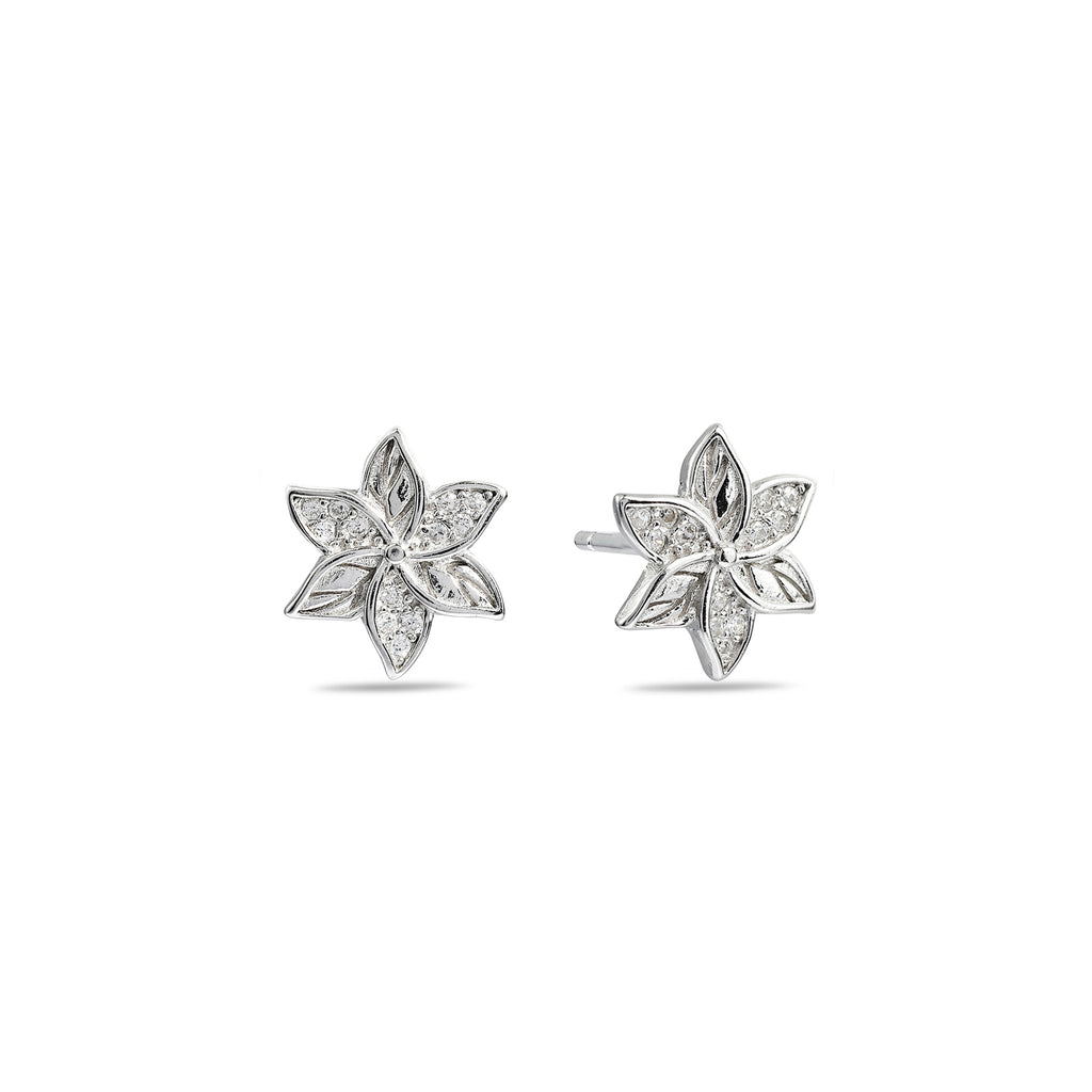 Bloom Silver Diamond 925 Studs Earrings