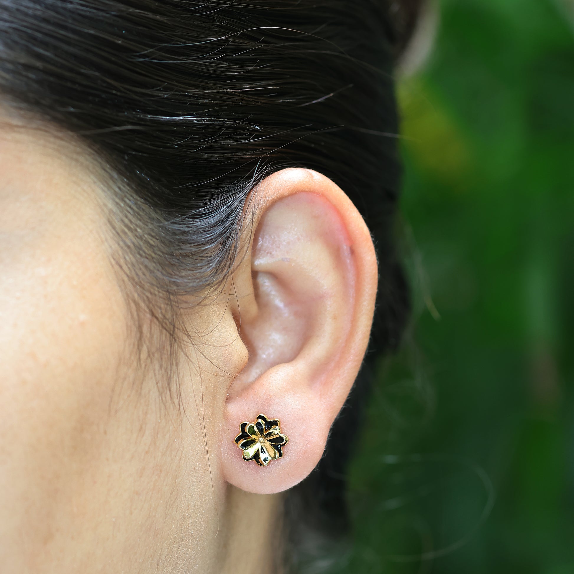 Lucky Four Leaf Clover Studs Earrings - 925 Silver (Gold Plated)