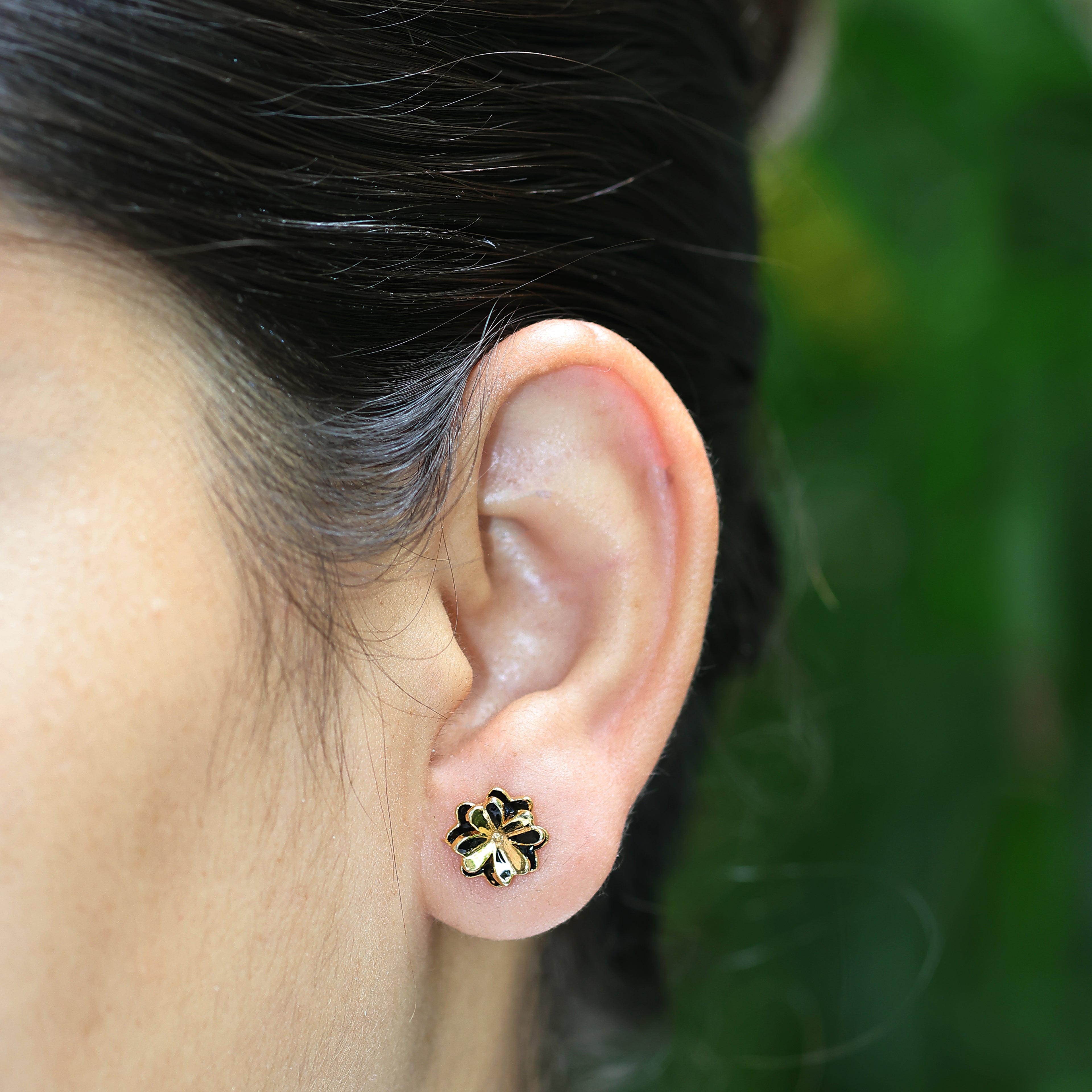 Lucky Four Leaf Clover Studs Earrings - 925 Silver (Gold Plated)