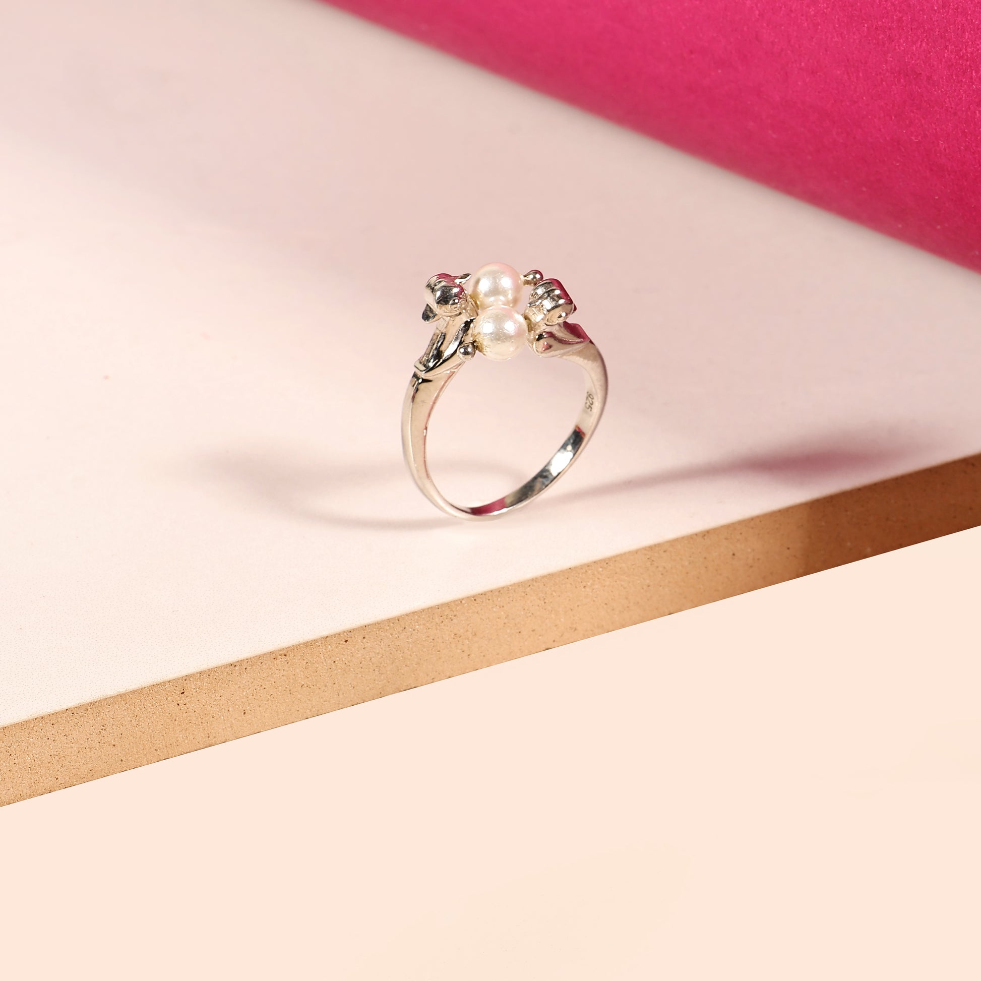 925 Silver Twin Pearl "Toi et Moi" Ring